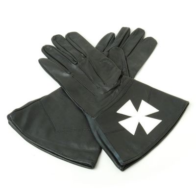 Knight Malta Black Leather Gauntlets