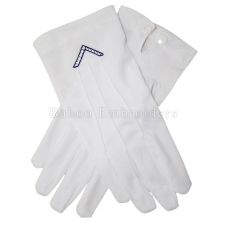 Masonic White Cotton Gloves With Embroidery Logo